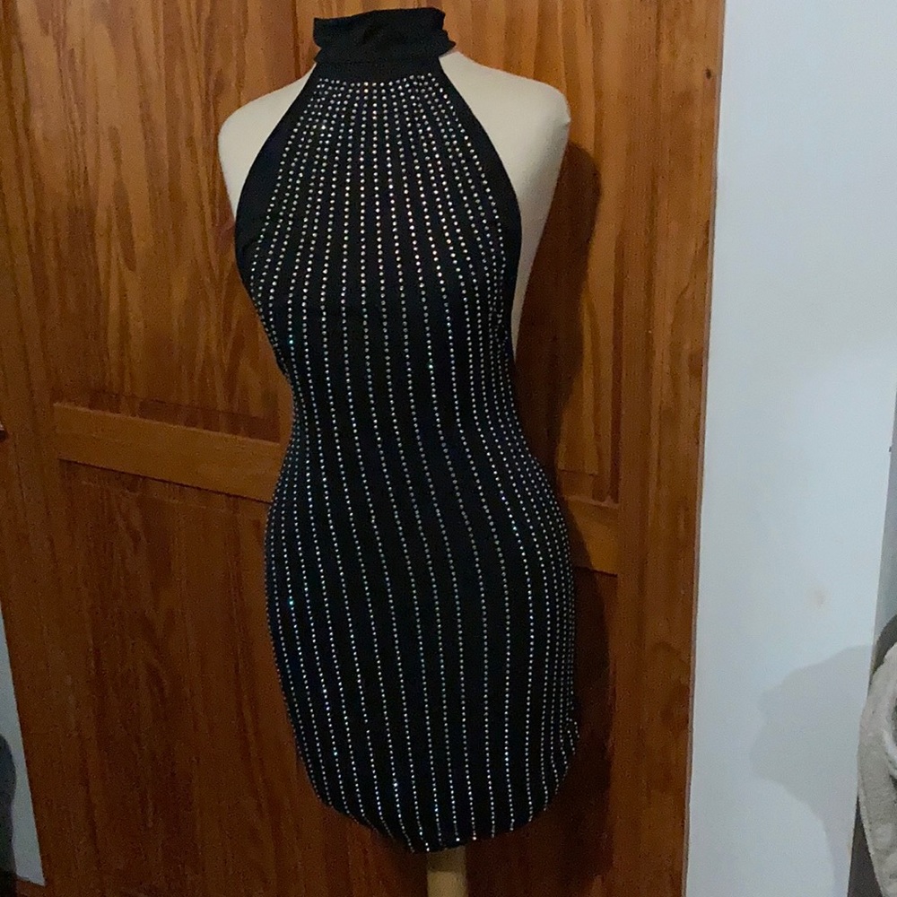 Shiny black dress